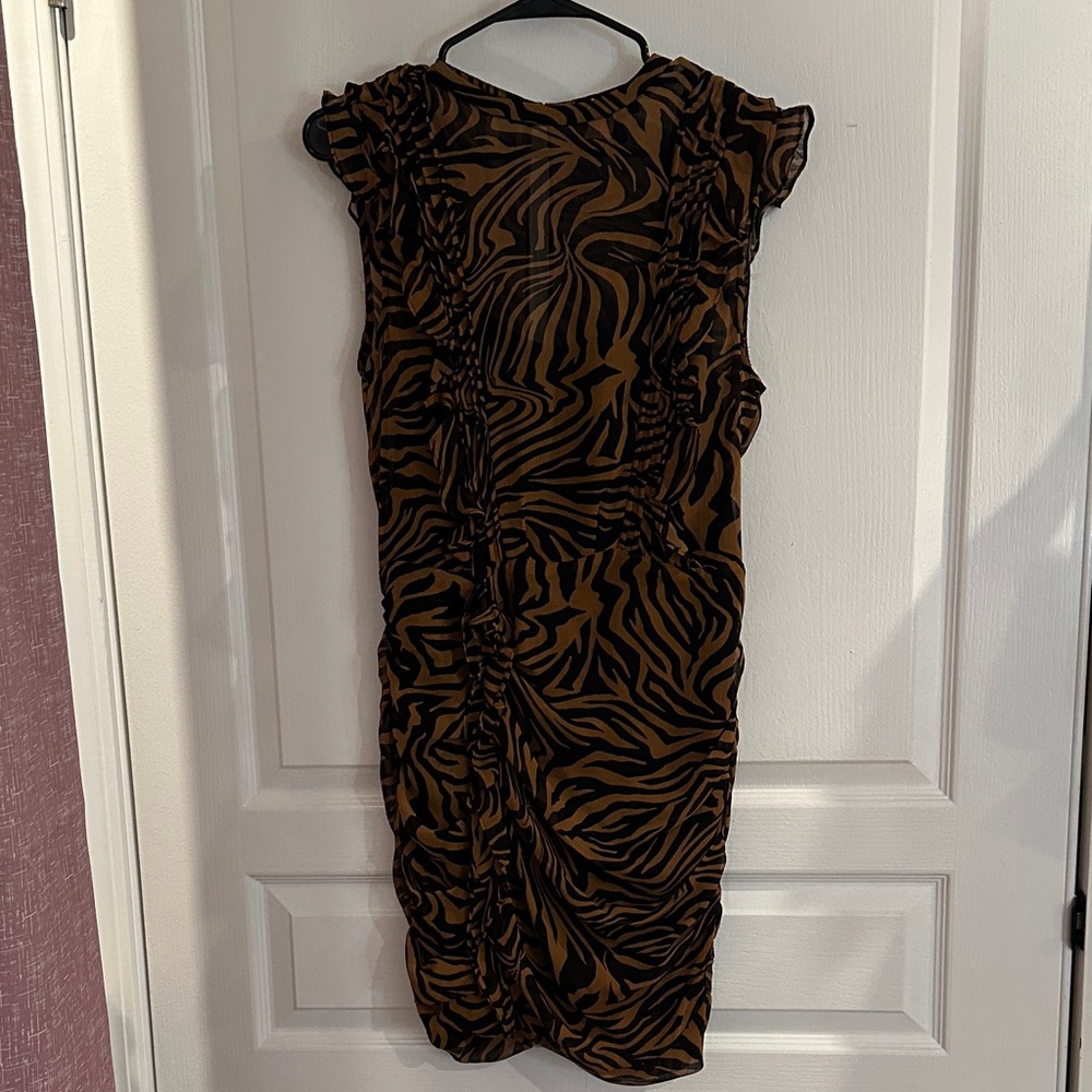 Express Brown Zebra Print Midi Dress